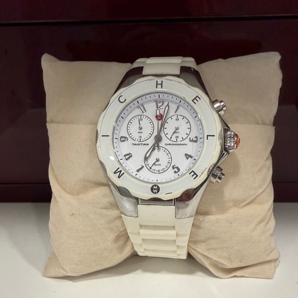 Michele White Tahitian Jelly Chronograph Watch